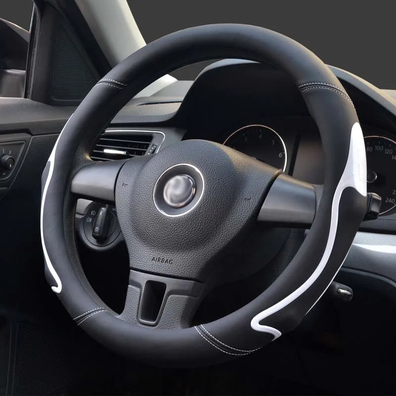 

Car Steering-wheel Cover 38CM PU Leather Universal Car-styling Sport Anti-Slip Automotive steer Cover Auto Steering Wheel hubs