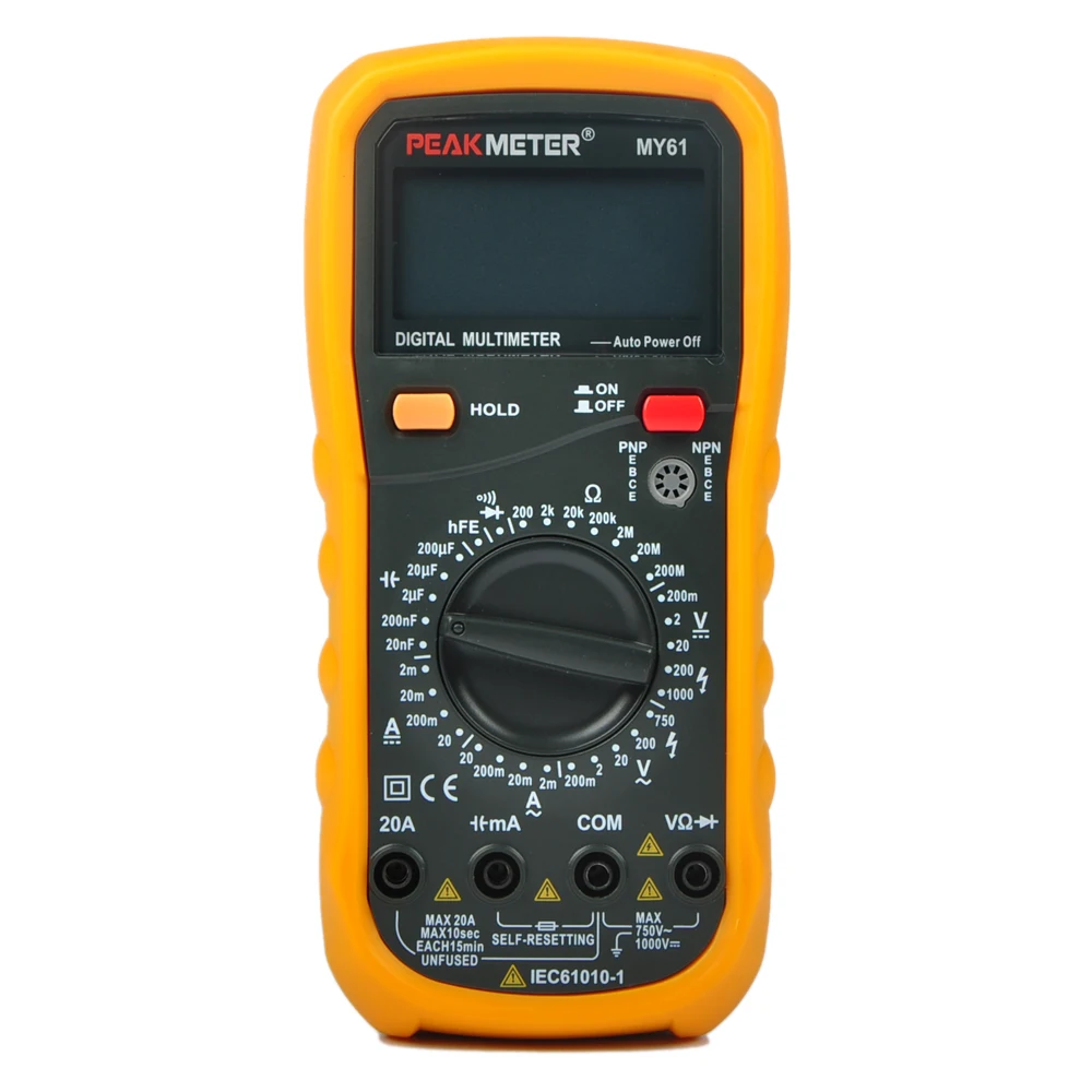 

PEAKMETER MY61 Digital Multimeter AD DC Resistance Capacitance & Transister Test Analog Multimetro Meter Ammeter Multitester