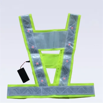 

Reflective Vest Safety Vest Led lights Working Clothing Reflective Stripes Vest Warning Tops Neon Lime V Clothing Safety Belt