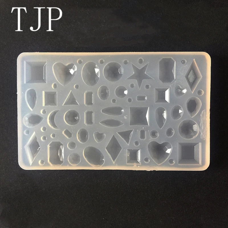 

TJP 1pcs Cabochon Silicon Mold Mould Many Kinds Of Diamonds DIY handmade Ear Studs Pendant Epoxy transparent silicone mould