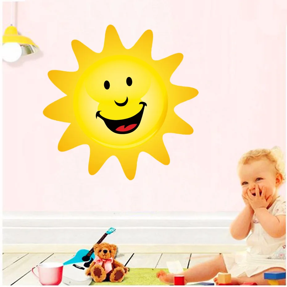 Buy Cartoon Happy Sun Full Color Wall Sticker For Kids