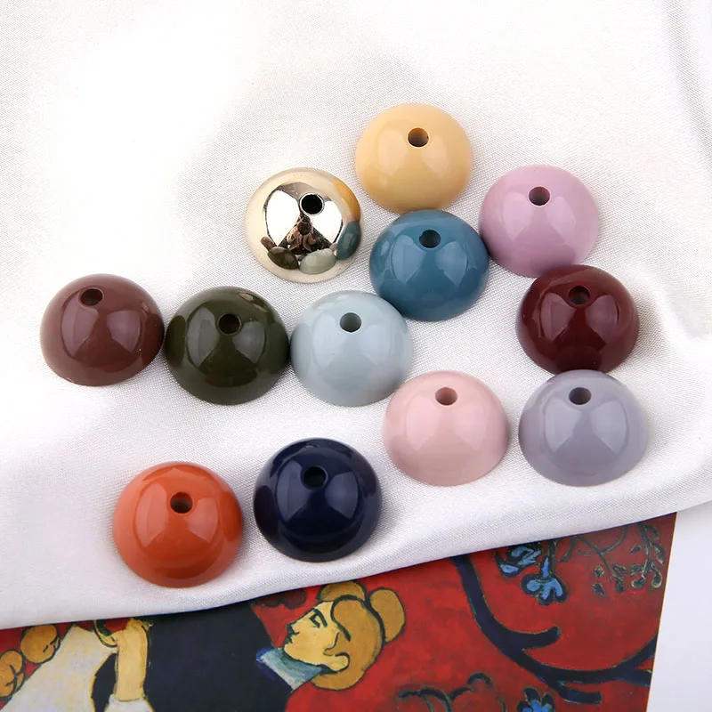 

Spring style 50pcs/lot 20mm color print geometry rounds shape flatback beads with holes diy jewelry earring/garment accessory