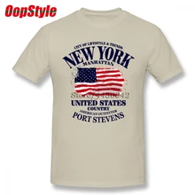 Нью-Йорк Манхэттен Флаг США футболка для Для мужчин плюс Размеры команда хлопок Футболка 4XL 5XL 6XL Camiseta