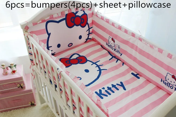 

2017! 6PCS Cartoon Cotton Baby Bedding Set Reactive Printing Baby Crib Bedding Set (bumpers+sheet+pillow cover)