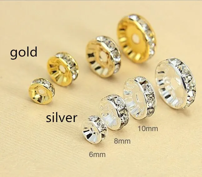 

hot 500pcs Round Shape Rhinestone spacer beads circle fit bracelet necklace diy Jewelry Accessories Handmade Beaded Material