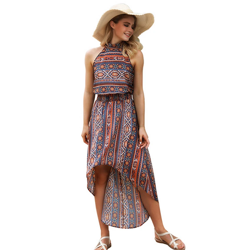 Vestido verano 2018 летнее платье новый ретро Печатные Нерегулярные рукавов винтажное