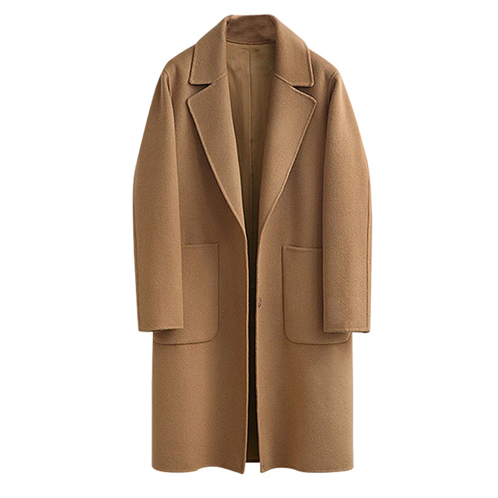 Wool Blend Long Sleeve Lapel Buttons Coat Women Thick Warm Vintage Black Camel Jacket Cocoon Style Trench Coats Plus Size 5XL