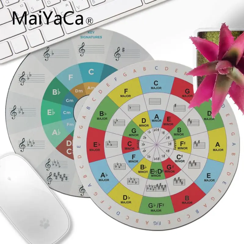 MaiYaCa Your Own Mats Circle of Fifths Comfort Round Mouse Mat Gaming Mousepad Notebook Non-Slip desk mat for music lover