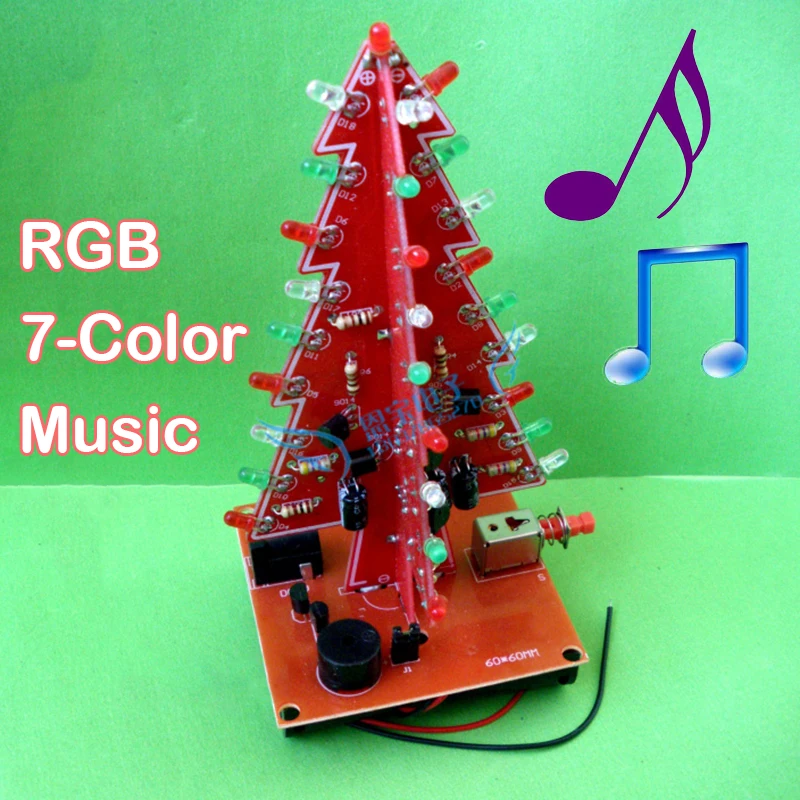 

With Music Three-Dimensional 3D Christmas Tree LED DIY Kit Red/Green/Yellow LED Flash Parts Electronic Fun Suite Christmas Gift