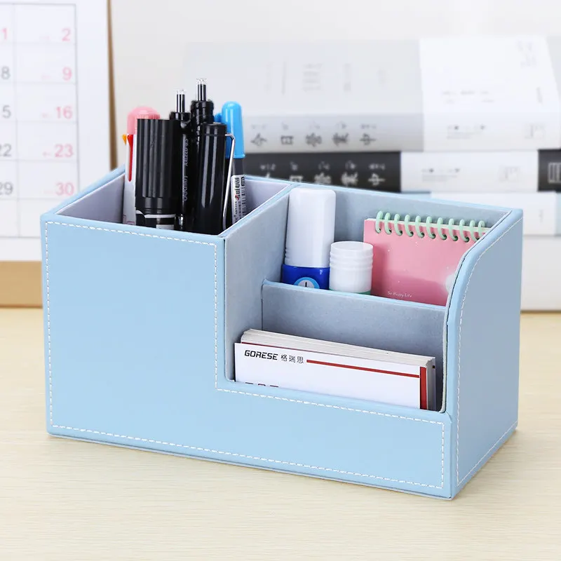 PU Leather Storage Organizer For Remote Tissue Mobile Cosmetics Stationery Desk Office Accessories Holders