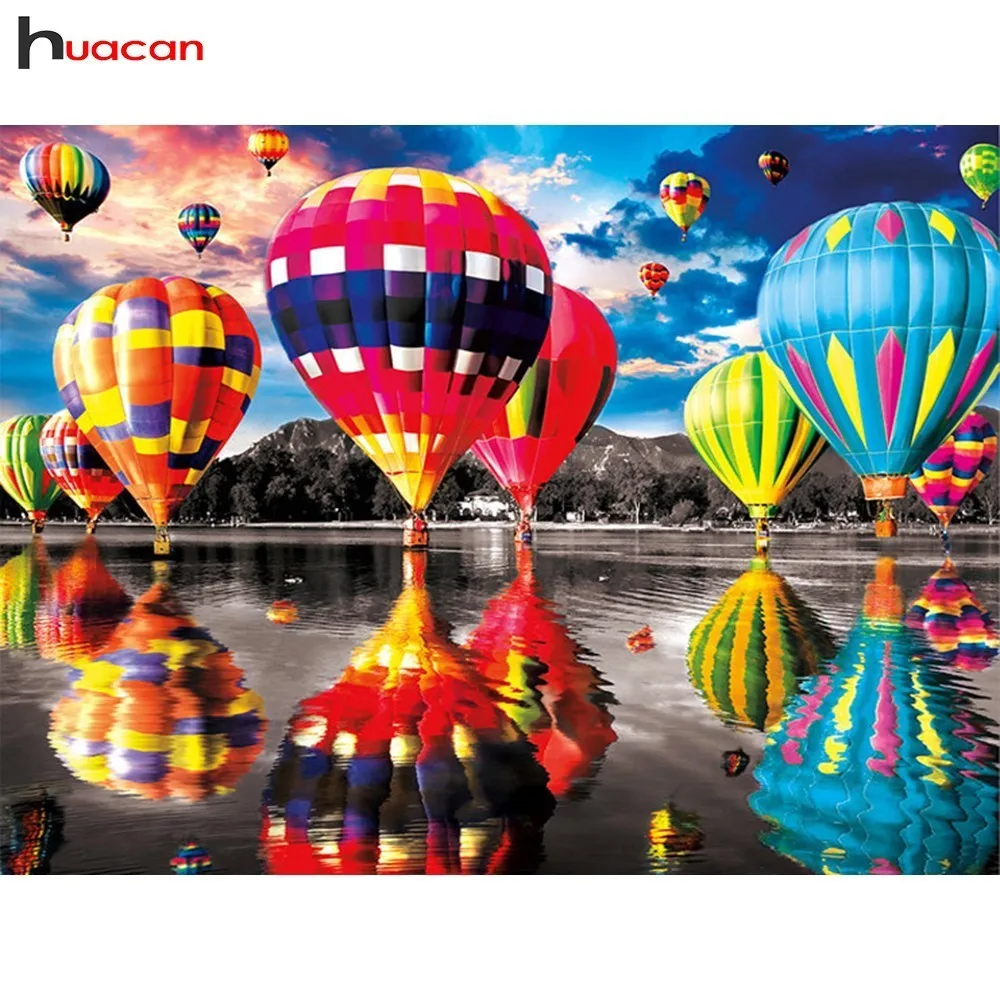 

HUACAN Mosaic Painting Diamond Embroidery Hot Air Balloon DIY Diamond Painting Landscape Decoration Full Square/Round Drill