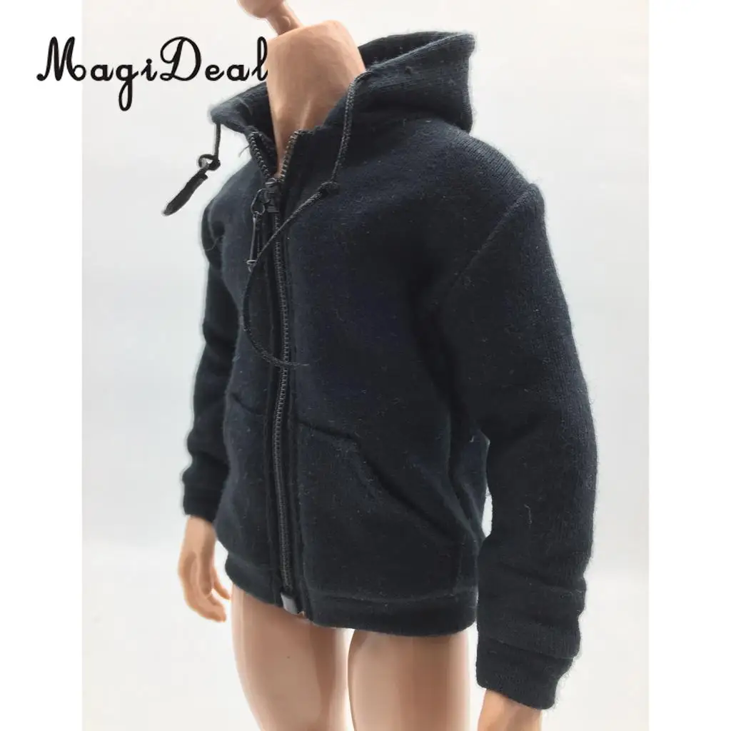 MagiDeal Cloth 1/6 Scale Mens Gray Zip Up Hoodie Sweatshirt for 12 Inch Action Figure Model Dolls Dress Party Stage Display Acce