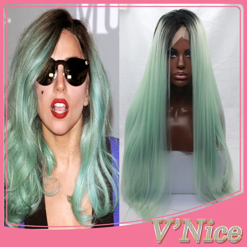Beauty Pastel Mint Green Synthetic Lace Front Wig Ombre Color