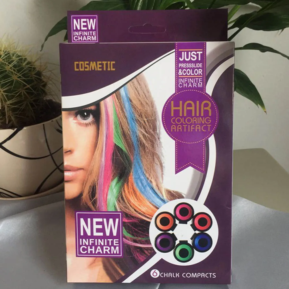 6 Pcs/set Multicolor Temporary Hair Dye Powder Styling Hair Pastels