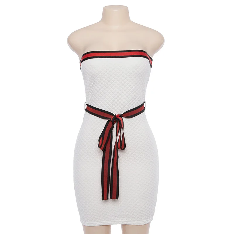 

Sexy Women Sleeveless Mini Dress Vintage Outfit Fashion Patchwork Strapless Bodycon Dress 2019 backless vestido de festa