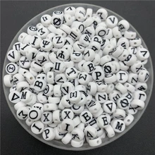 100 unids/lote de cuentas de letras griegas de 7mm, cuentas espaciadoras acrílicas redondas para la fabricación de joyas, accesorios hechos a mano DIY