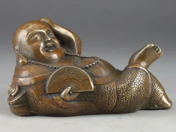 

DYZ621>>>>>Brass Smile Buddha Exorcism Chinese Old Handwork Hammered Statue Decor