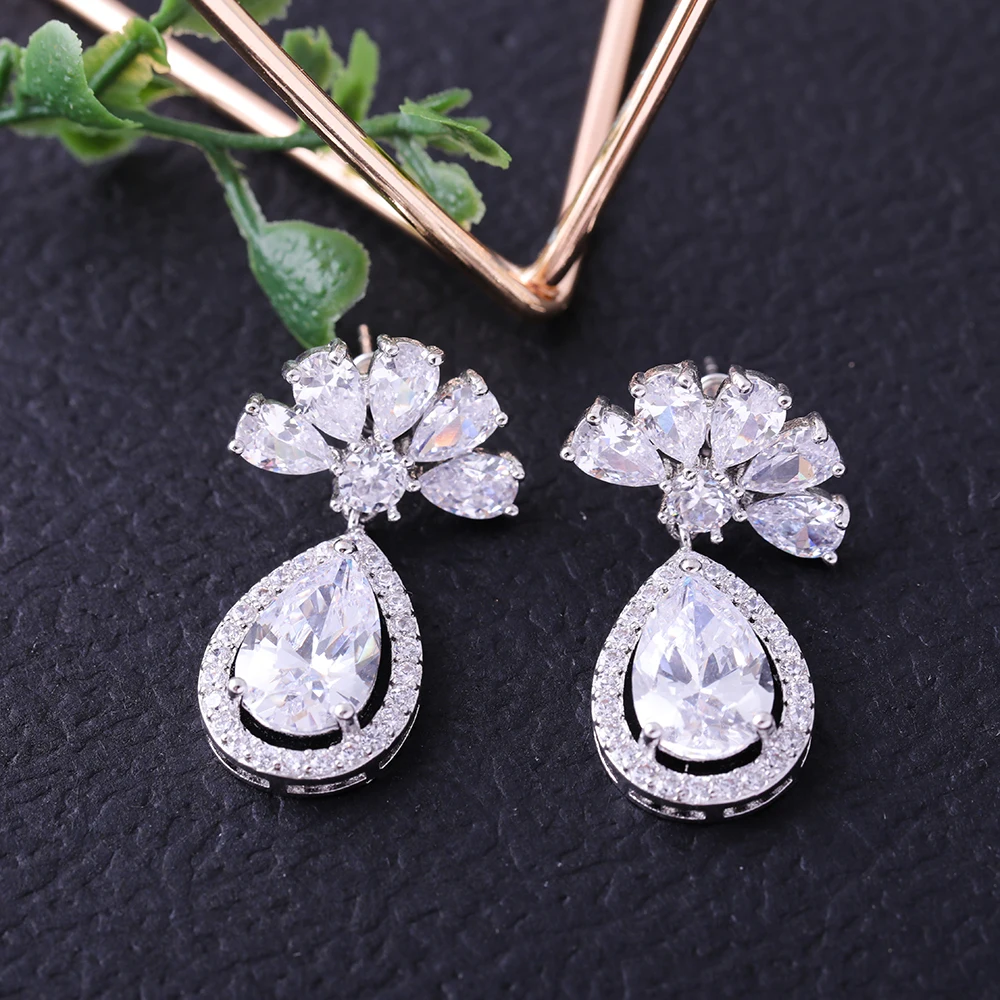Waterdrop Cubic Zirconia Piercing Earrings Dangle Drop Zircon Earring