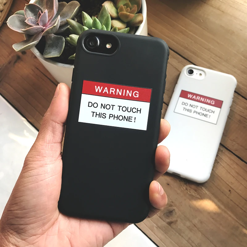 

Funny Soft TPU Silicone Couples Case For iPhone 7 8 6 6S Plus X XS Max XR Warning Do Not Touch This Phone Letter Cover