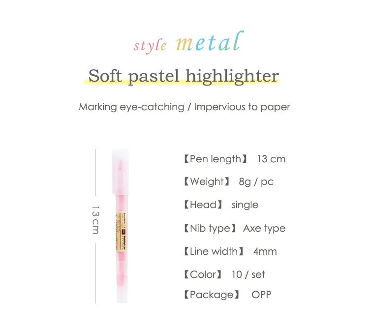 1pc soft pastel ended highlighter pen Fluorescent pen Marker pen Mild liner DIY School supplies Office Stationery kawaii