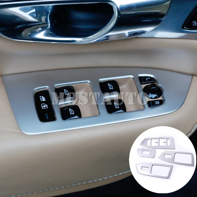 For VOLVO XC90 Stainless Car Door Window Button Trim Cover 2016 2018