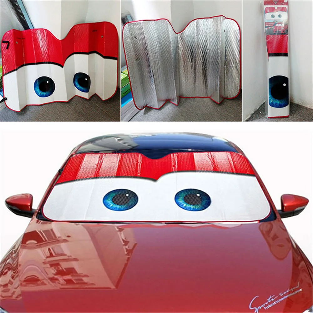 Мультяшные оконные пленки 5 цветов глаз Pixar с подогревом лобовое стекло Солнцезащитный козырек 130x70 см переднее стекло автомобиля солнцезащитный козырек