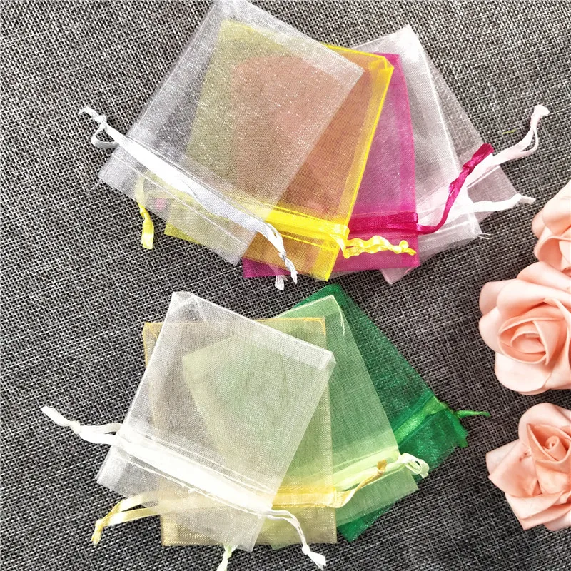 

100Pcs Organza Bag Jewelry Bag Wedding Party Decoration 7x9 9x12 10x15 11x16 13x18 17x23cm Pounch Packaging tulle Gift Bags 6Z