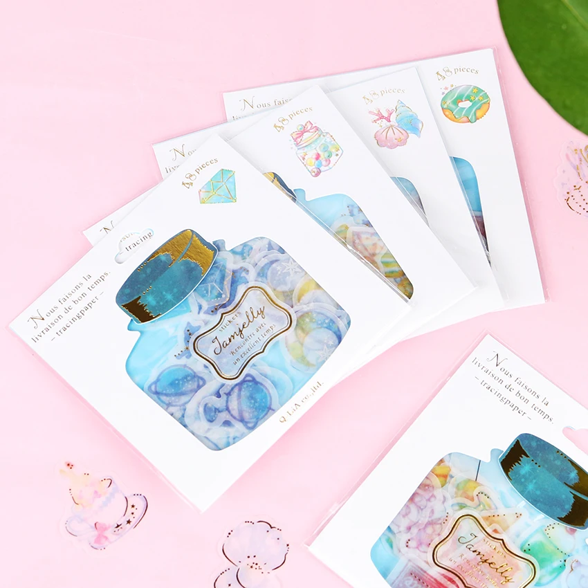 

48 Pieces Lovely Ocean World Constellation Nebula Drifting Bottle Stickers Diary Album Label DIY Decorative Stationery Sticker