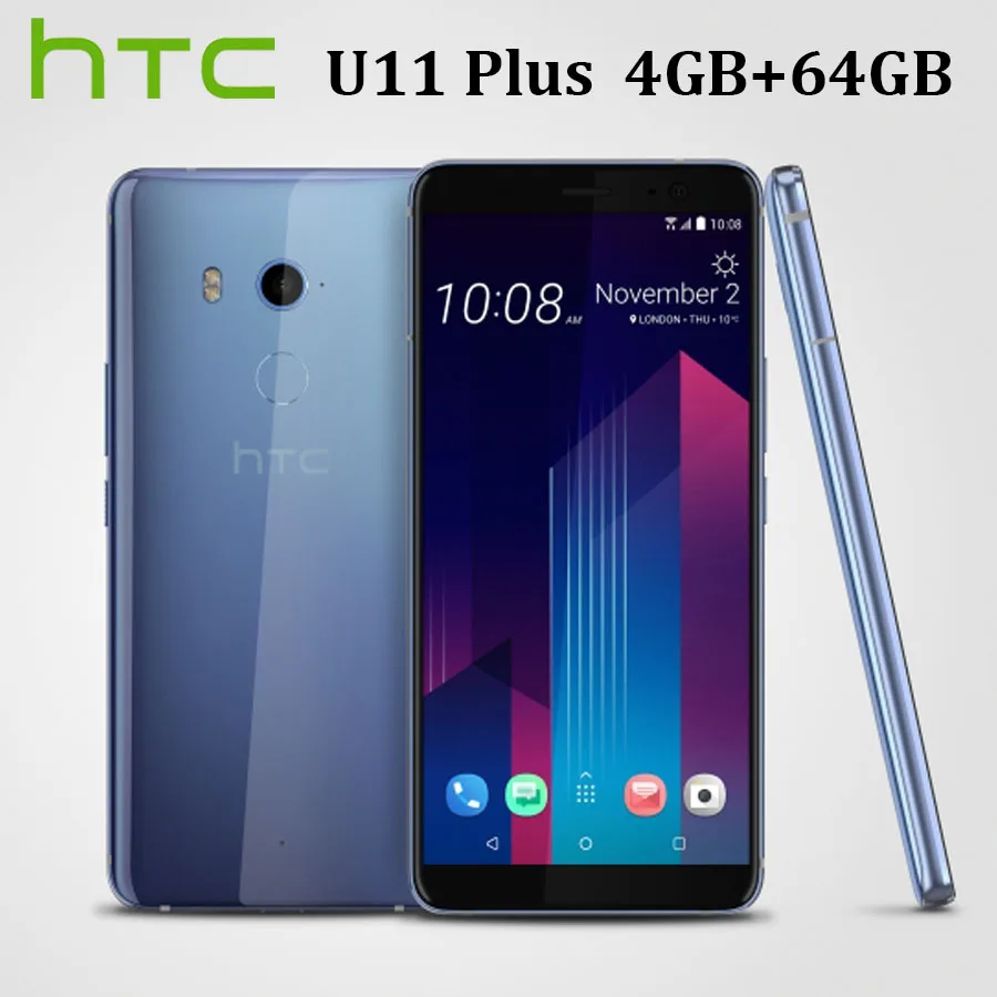 HK версия htc U11 Plus U11+ Dual SIM 4G LTE мобильный телефон 4 ГБ ОЗУ 64 Гб ПЗУ Восьмиядерный 6," 1440x2880P 18:9 полный экран Android 8,0