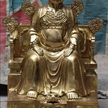 Bi001888 2" Китайский Позолоченной Черепаха Змея Удан Горы Предков Бог На Стуле Статуя