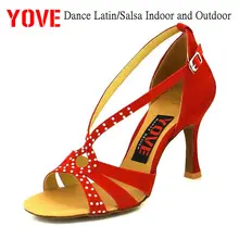 YOVE стиль w134-13 танцевальная обувь Бачата/Сальса крытый и открытый Женская танцевальная обувь