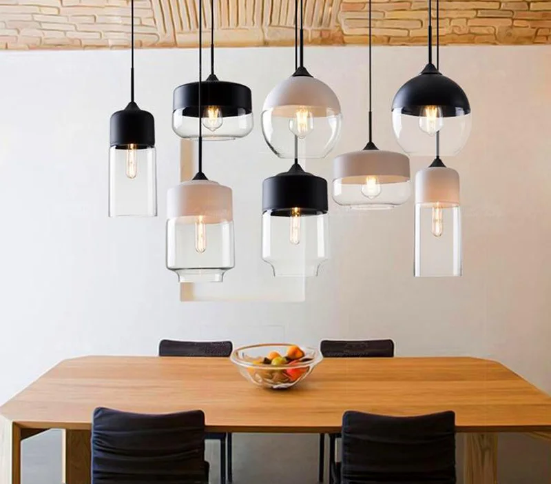 Nordic Modern loft hanging Glass Pendant Lamp Fixtures E27 E26 LED Pendant lights for Kitchen Restaurant Bar living room bedroom (2)