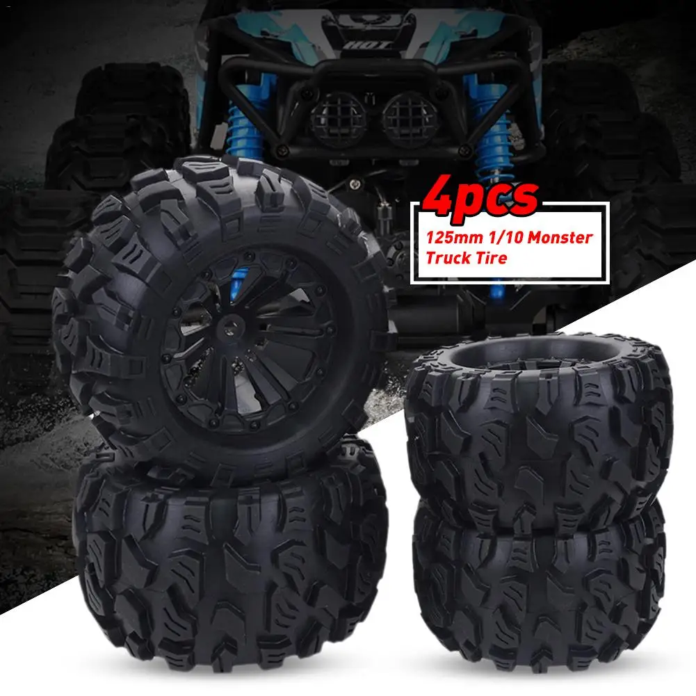 

4PCS 125mm 1/10 Monster Truck Tire & Wheel Hex 12mm for Traxxas Tamiya Kyosho HPI HSP Savage XS TM Flux LRP