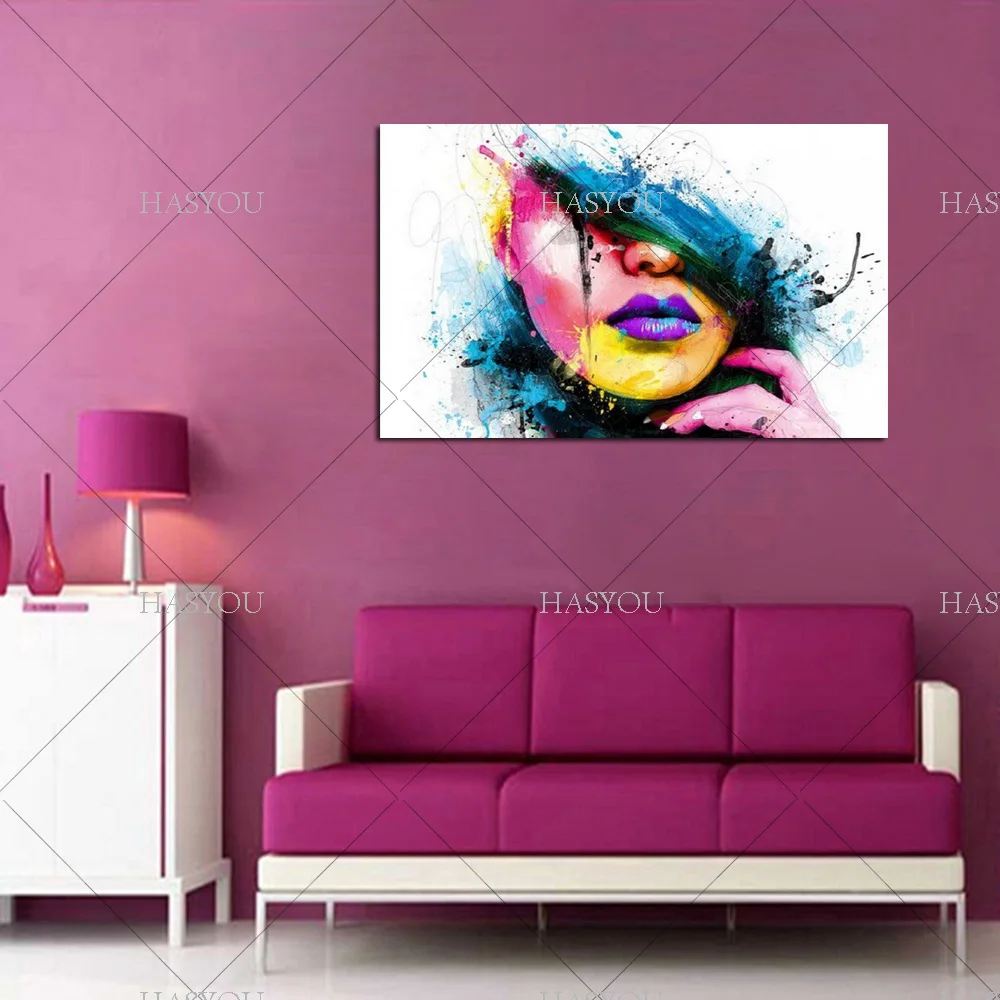 Fashion-Modern-Canvas-hand-painted-oil-Painting-Sexy-Women-Face-Wall-Picture-Abstract-Figures-Oil-Painting (1)