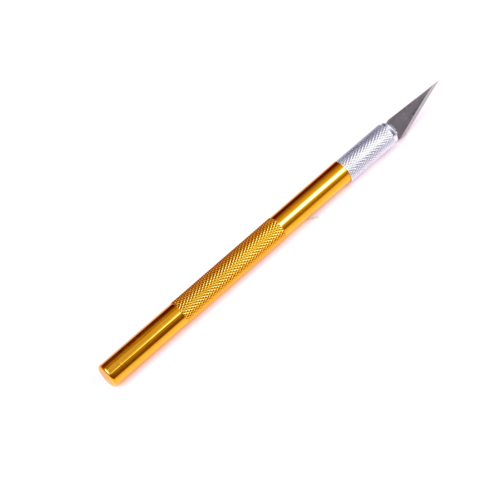 1 Набор, металлическая ручка, лезвие для скальпеля, нож, деревянный резак для бумаги, ручка для рукоделия, гравировка, режущие принадлежности, сделай сам, универсальный канцелярский нож - Цвет: Цвет: желтый