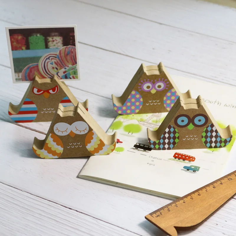 

Card Holder 1pc Wood Owl Design Memo Card Stand Cellphone Holder Cute Animal Paper Photo Card Wooden Holder Craft Home Decor