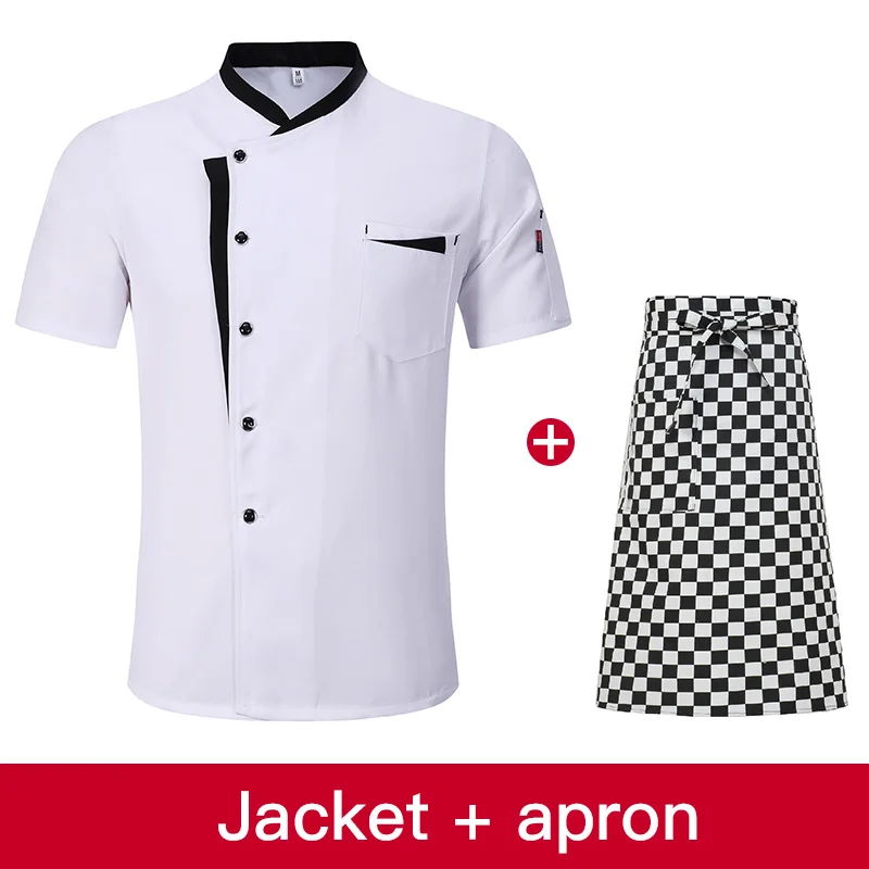 Мужская рубашка для кухни, шеф-повара, ресторана, дышащая двубортная одежда, куртка для шеф-повара, рабочая одежда для шеф-повара - Цвет: jacket apron