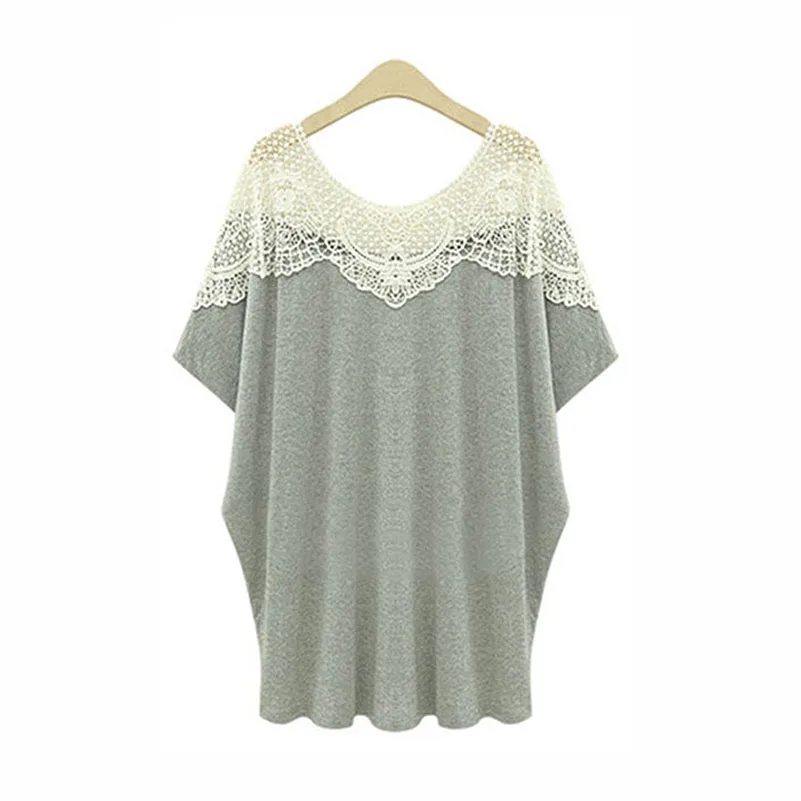 Женская хлопковая футболка большие размеры 5xl camisas femininas лето 2018 кружевная