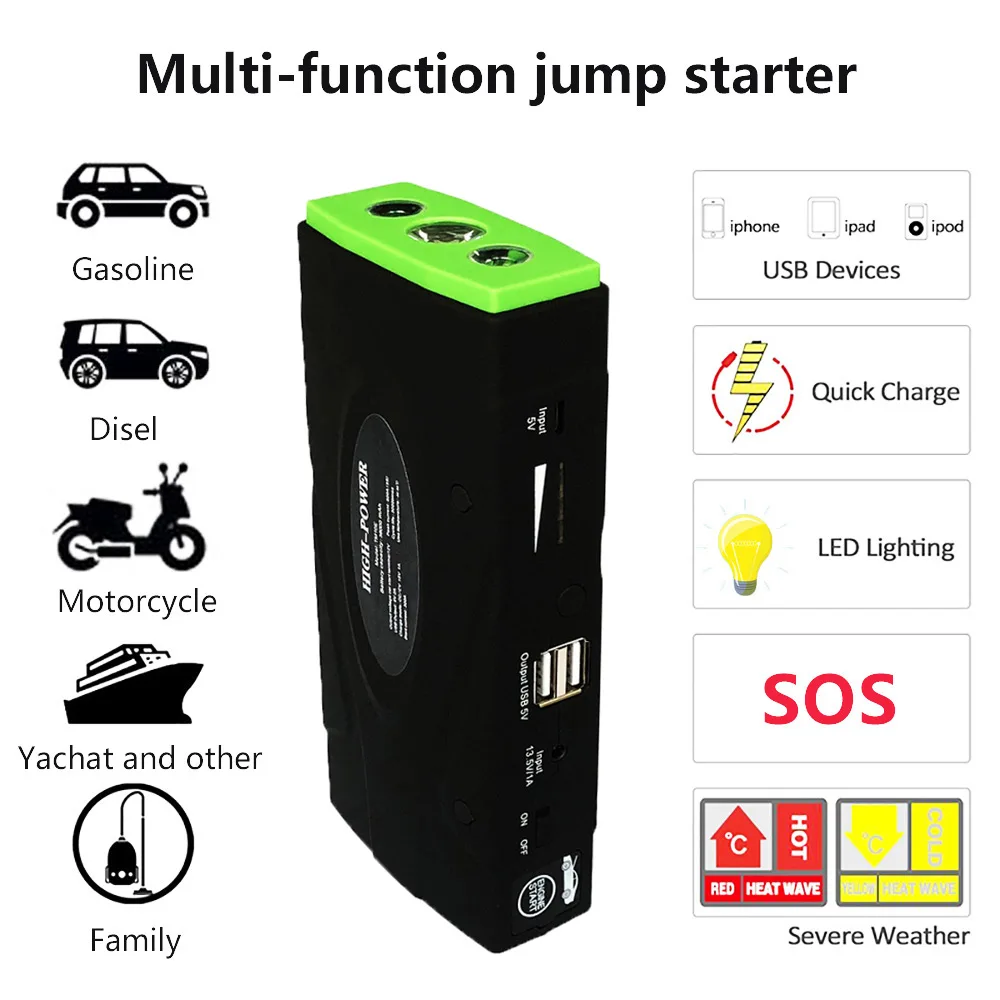 Skup 2019 awaryjny rozrusznik samochodowy rozrusznik wysokiej mocy urządzenie zapłonowe 600A szczytowa moc Starter skoku samochodowego Buster ładowarka samochodowa rozrusznik benzynowy