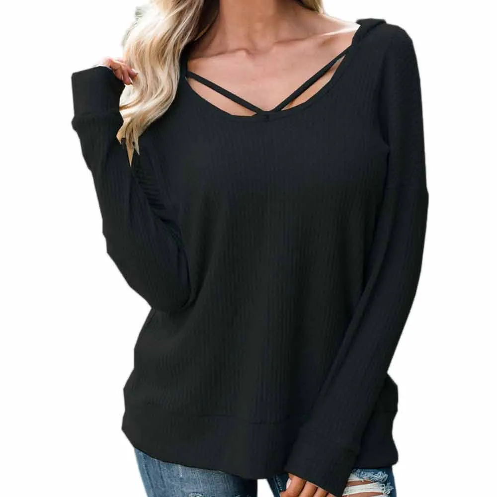 

Winter women blouses girl shirts solid Women Long Sleeve Casual Hooded Ladies Loose Sweatshirt female Pullover Tops shirt