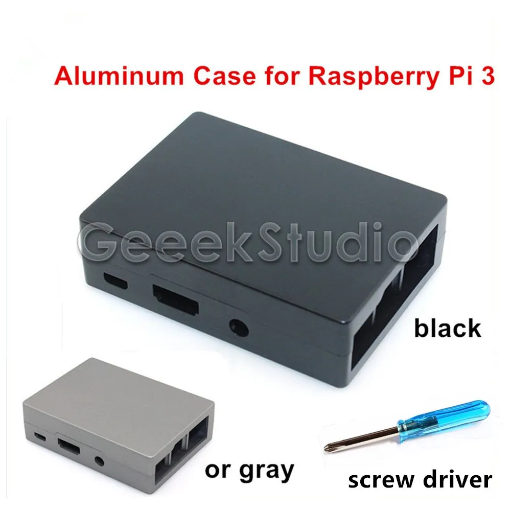 

Metal aluminum enclosure Black/Gray Case for Raspberry Pi 3 Model B with heat sink stick