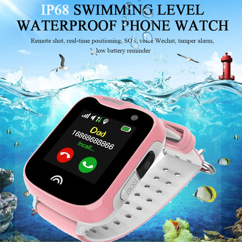 kids smart watch IP68 waterproof wristwatch GPS+LBS+WIFI
