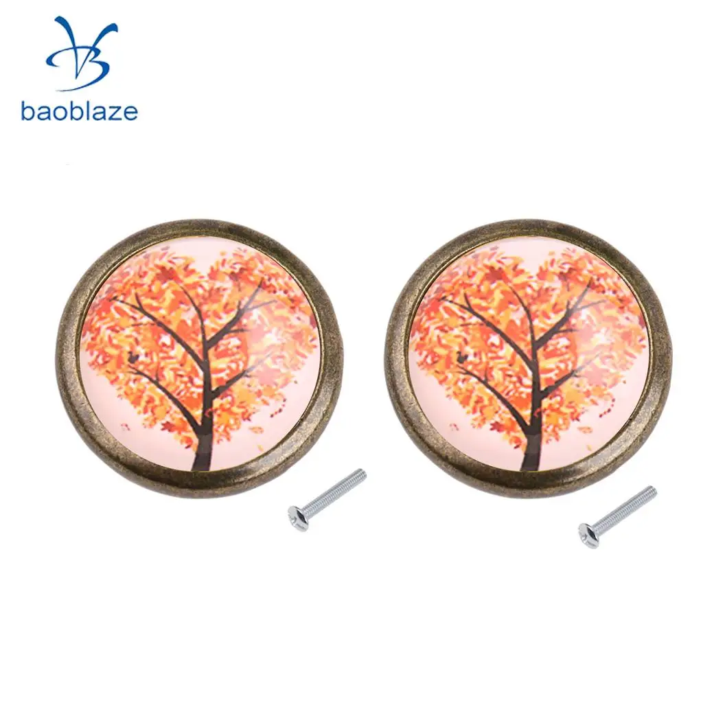 2PCS Zinc Alloy Tree Pattern Cabinet Drawer Pull Cupboard Wardrobe Knob Handle for Home Kids Bedroom Decor