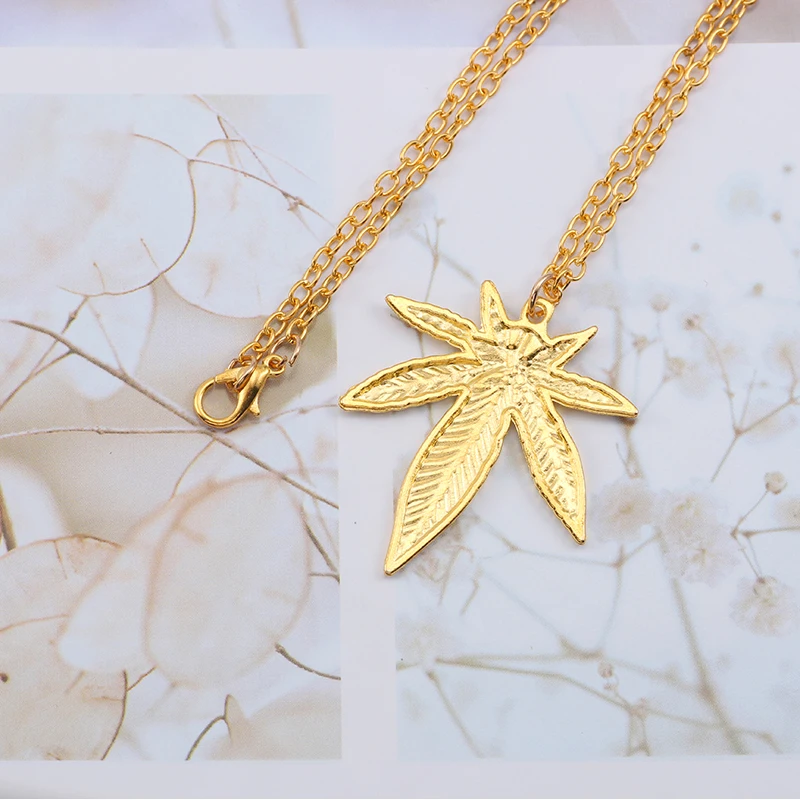 Hip Hop Tree Leaf Necklace For Women Men Small Weed Herb Maple Leaf Pendants Necklaces Unisex Plant Jewelry Dropshipping Collar