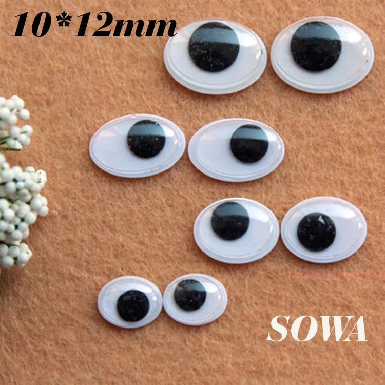 Free Shipping 500PCS Size 10x12mm Black And White Oval Design Imitate Animal Eye Dolls Eye For