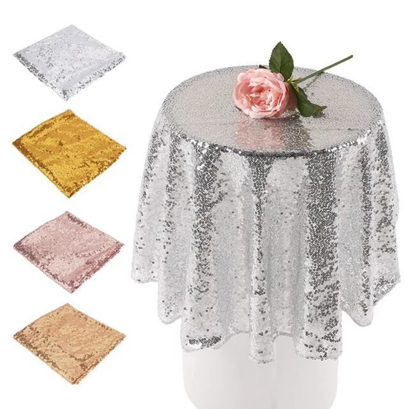 

Sequined Tablecloth Sequins Embroidered Table cloth for Wedding Sequins Round Tablecloth Gold, Silver, Rose Gold Color 100*150cm