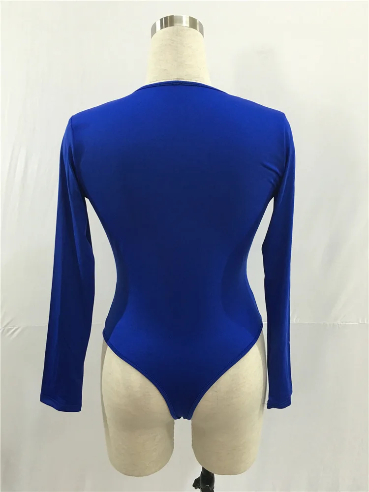 sequin bodysuit Women Plunging V Neck Rompers Autumn Spring Long Sleeve Solid Colors Bodysuit One Piece Basic Jumpsuit Plus Size S-2XL body suits for women