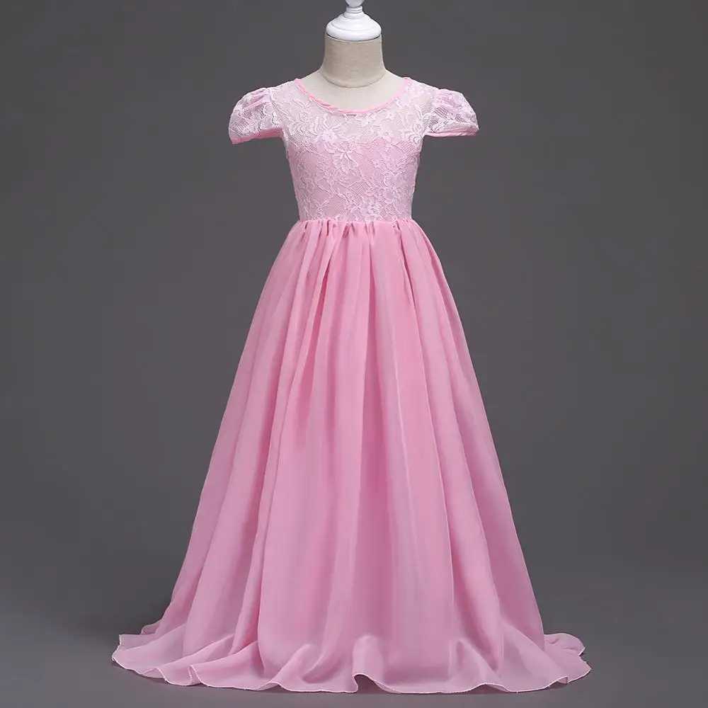 Carters Limited Dress Girl Flower Lace Teenagers Kids Girls Wedding Long Dress Elegant Princess Party Pageant Christmas Clothes - Цвет: pink
