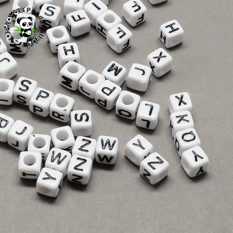 

564pcs/500g 10mm Mixed Letters White Alphabet Acrylic Cube Beads for Making Jewelry