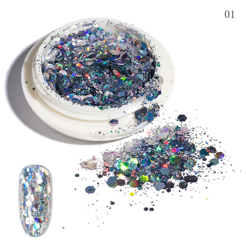 Decoração para Unha Garrafas Paillette Mista Unha Art Glitter Lantejoulas Ultra-fino Flake Pigmento Dicas Manicure Polonês 12 4 Garrafas 12 Paillette Mista Nail Art Glitter